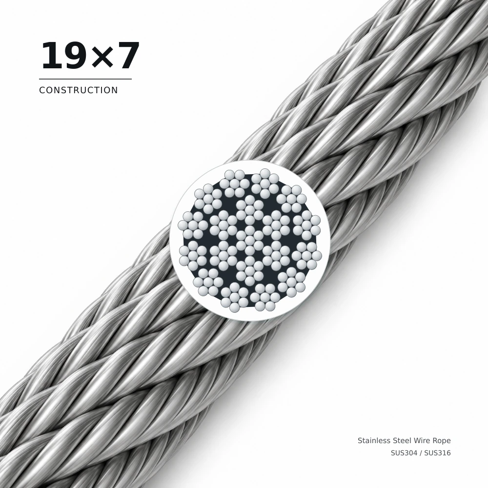 FINE CABLE 19×7 stainless steel wire rope with enlarged cross-section