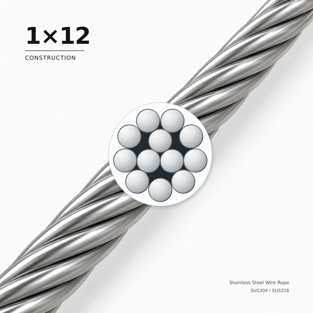 FINE CABLE 1×12 stainless steel wire rope with enlarged cross-section